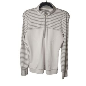Tommy Armour Women's DriLogic Gray/White Stripes QuarterZip Running Jacket Sz S